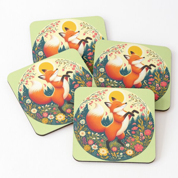 Item preview, Cheerful Fox in Flowering Meadow - Nature Art Print designed and sold by lloreleya.