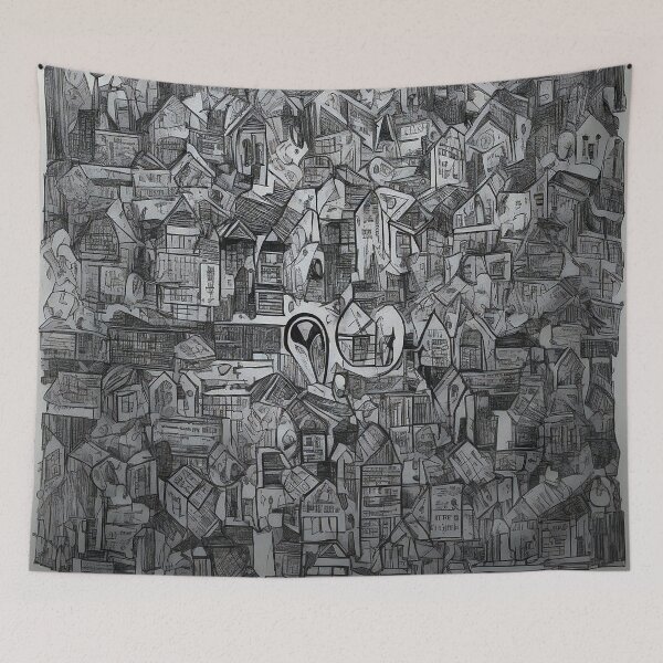 Item preview, Chaotic city print designed and sold by Attic-Junk.