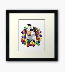 Pit Bull in a Ball Pit Cute Pet Pun Framed Print
