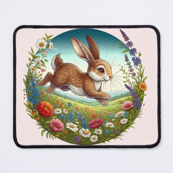 Item preview, Cute Bunny in Spring Meadow - Nature Art Print designed and sold by lloreleya.