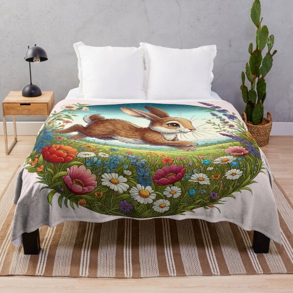 Item preview, Cute Bunny in Spring Meadow - Nature Art Print designed and sold by lloreleya.