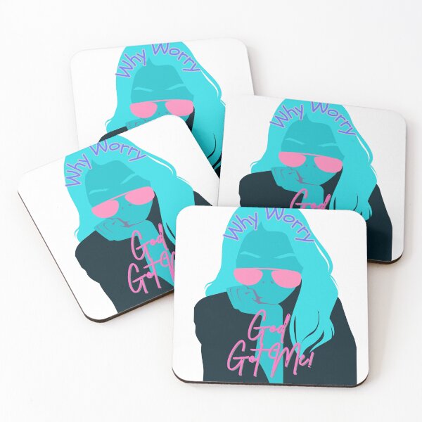 Item preview, Why Worry Girl Portrait God Got Me You Pink Shades Cartoon Animation Blue Hair Girl Stronger Than You Think designed and sold by NadeenInspires.