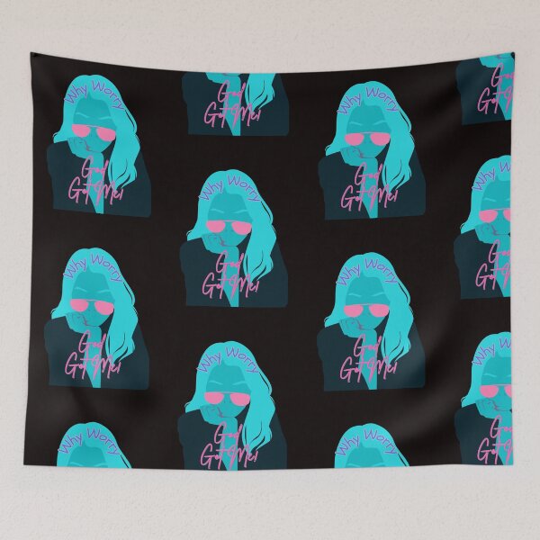 Item preview, Why Worry Girl Portrait God Got Me You Pink Shades Cartoon Animation Blue Hair Girl Stronger Than You Think designed and sold by NadeenInspires.