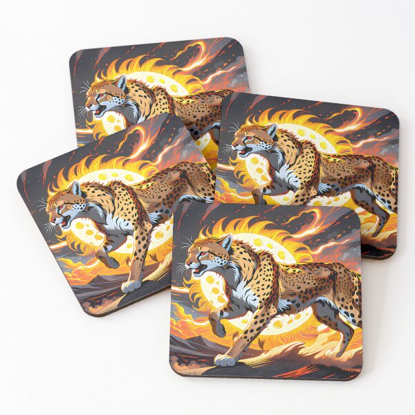 Item preview, Cheetah Against a Swirling Sun, Ai Generated Art  designed and sold by ACC .