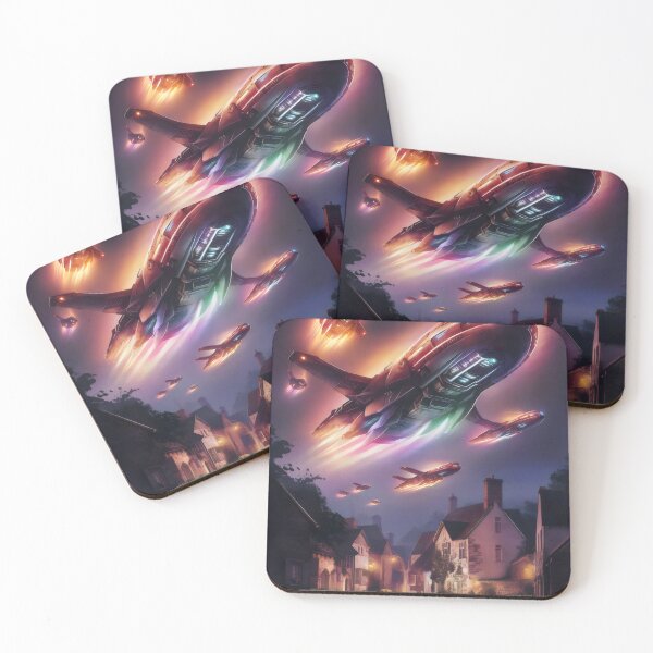Item preview, UFO encounter over the city. designed and sold by MyHappyArtShop.