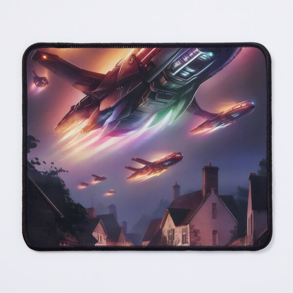 Item preview, UFO encounter over the city. designed and sold by MyHappyArtShop.