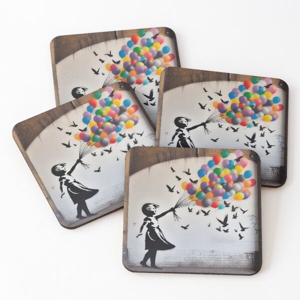 Item preview, Girl with colorful balloons as graffiti designed and sold by bernhagen.