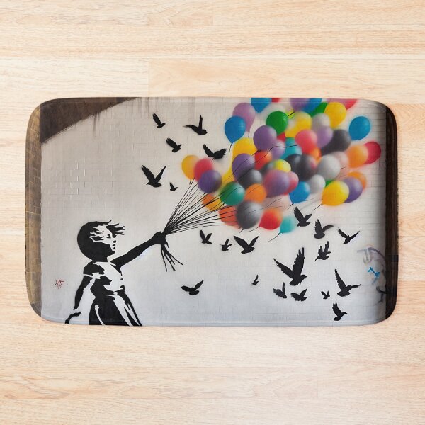 Item preview, Girl with colorful balloons as graffiti designed and sold by bernhagen.