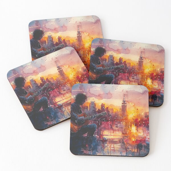 Item preview, rban Guitarist Art Print | Musician Playing Guitar in City designed and sold by Mr-whiteBG.