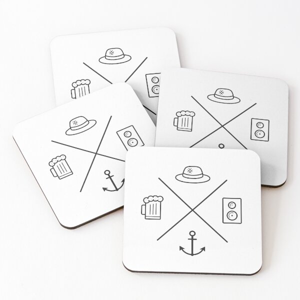 Item preview, Summer Beach Badge with Anchor, Speaker, Straw Hat and Beer Glass designed and sold by Sargatal.