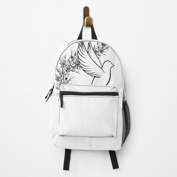 Item preview, Black and white bird sketch floral pattern designed and sold by Szkicerka.
