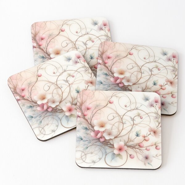 Item preview, Delicate flowers with tendrils in pastel designed and sold by bernhagen.
