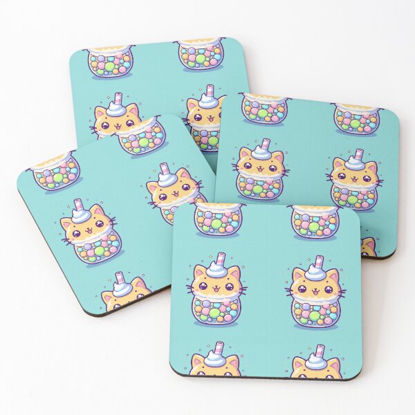 Item preview, Boba colourful bubble tea cat cartoon designed and sold by LilyPadShop.