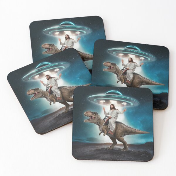 Item preview, jesus riding dinosaur ufo meme designed and sold by yessytenra.