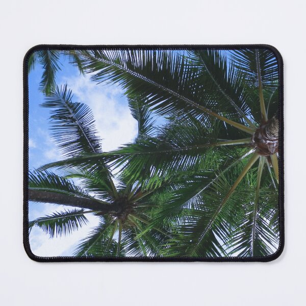 Item preview, Palm trees big leaves & blue sky & clouds designed and sold by MoonCatLab.