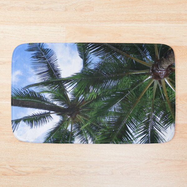 Item preview, Palm trees big leaves & blue sky & clouds designed and sold by MoonCatLab.