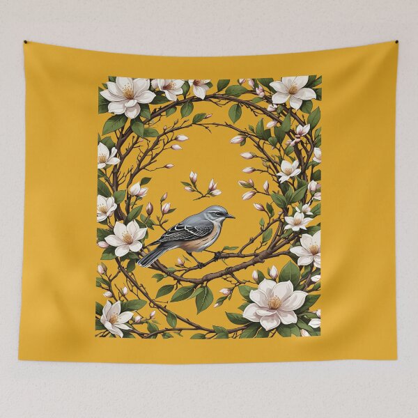 Item preview, Mississippi Northern Mockingbird And Magnolia Flowers designed and sold by taiche.