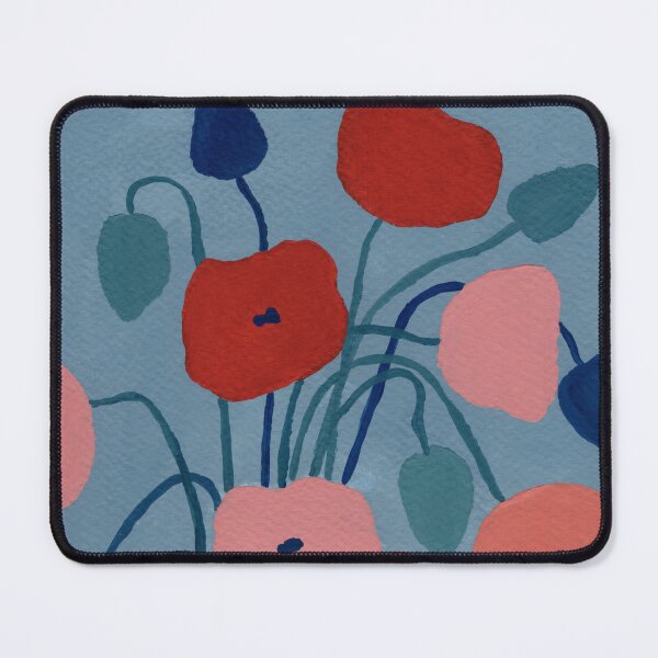 Item preview, Deep Blue Vase With Poppies designed and sold by JadeWuArt.