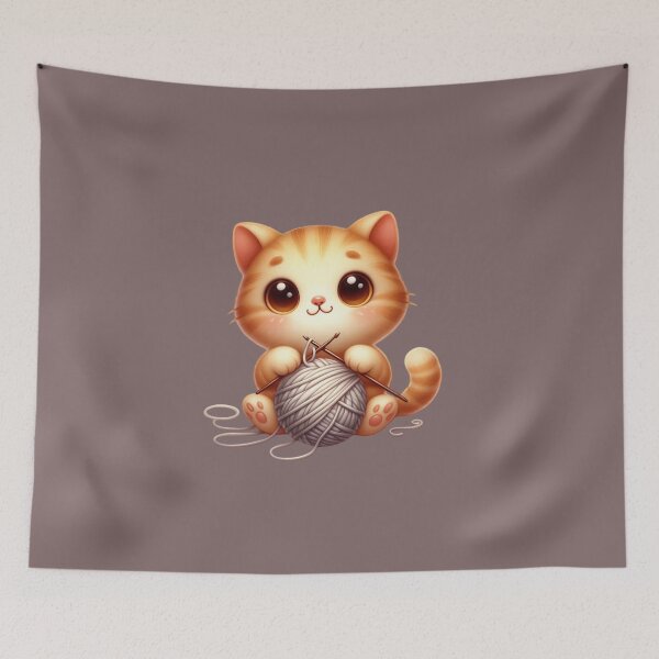 Item preview, cat knitting designed and sold by jkrphoto.