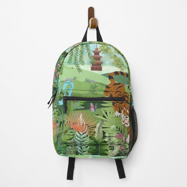 Item preview, Tiger and snake, butterfly, jungle, plants, palms, flowers, nature designed and sold by Sugar Wisdom .