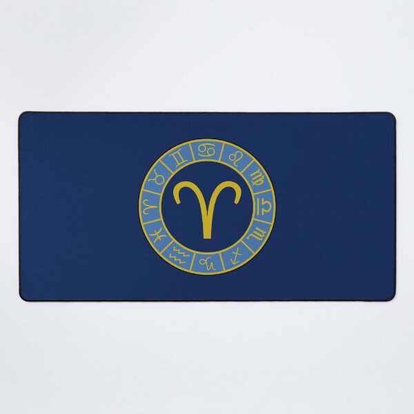 Item preview, Aries Zodiac Wheel+Astrology Symbols Gold+Blues designed and sold by NataliePaskell.