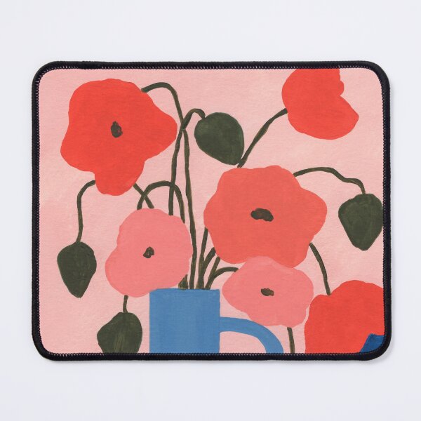 Item preview, Light Blue Vase With Poppies designed and sold by JadeWuArt.