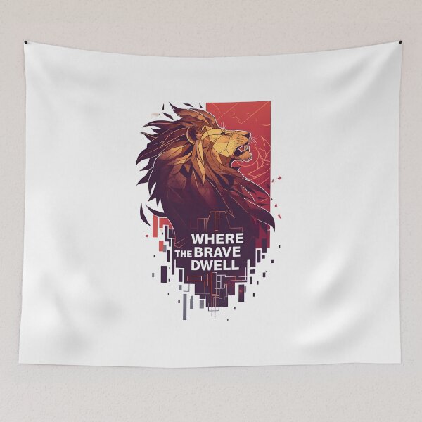 Item preview, Where the Brave Dwell - Geometric Lion - Fantasy designed and sold by Fenay Designs.