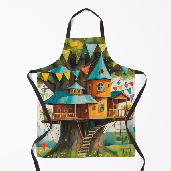 Item preview, The Hideout Cute Fantasy Wooden Tree House in the Meadow With Spring Flowers and Dandelions Garden - Whimsical Illustration designed and sold by MyArt23.