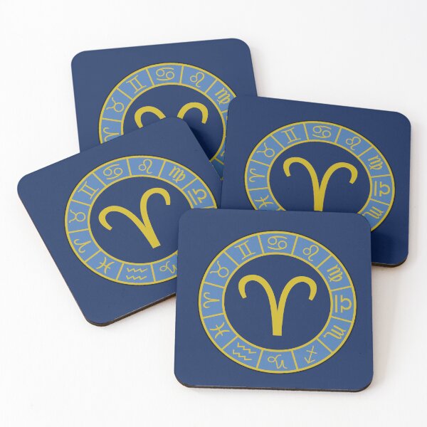 Item preview, Aries Zodiac Wheel+Astrology Symbols Gold+Blues designed and sold by NataliePaskell.