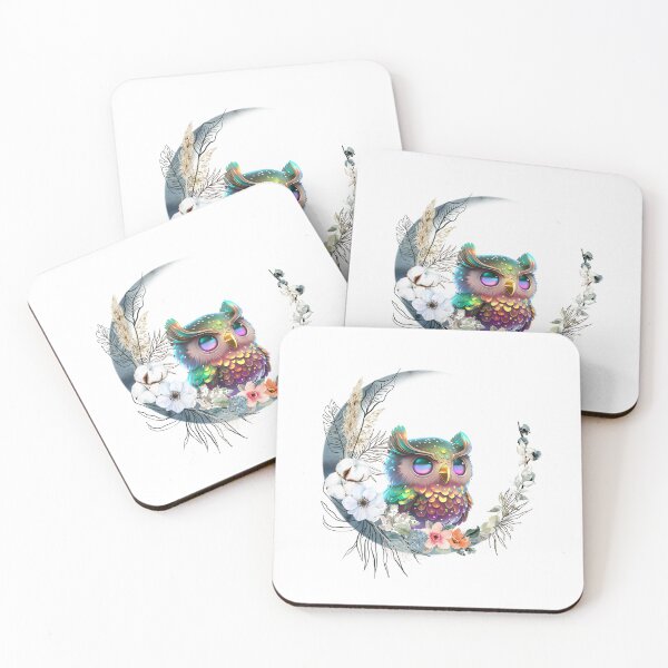 Item preview, Cute Owl Floral Half Moon designed and sold by dans980.
