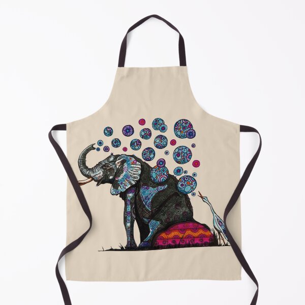 Item preview, Elephant and Cattle Egret with Shweshwe bubbles designed and sold by Every-wen.