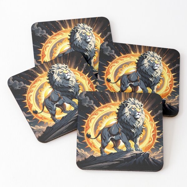 Item preview, Lion Against a Giant Swirling Sun, Ai Generated Art  designed and sold by ACC .