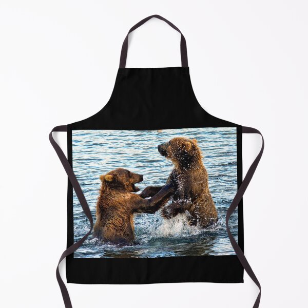 Item preview, Young Kodiak Brown Bears Play Wrestle In Water Alaska designed and sold by RocketshipRetro.