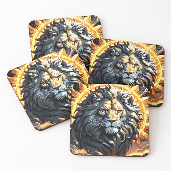 Item preview, Lion Portrait Against a Giant Swirling Sun, Ai Generated Art  designed and sold by ACC .