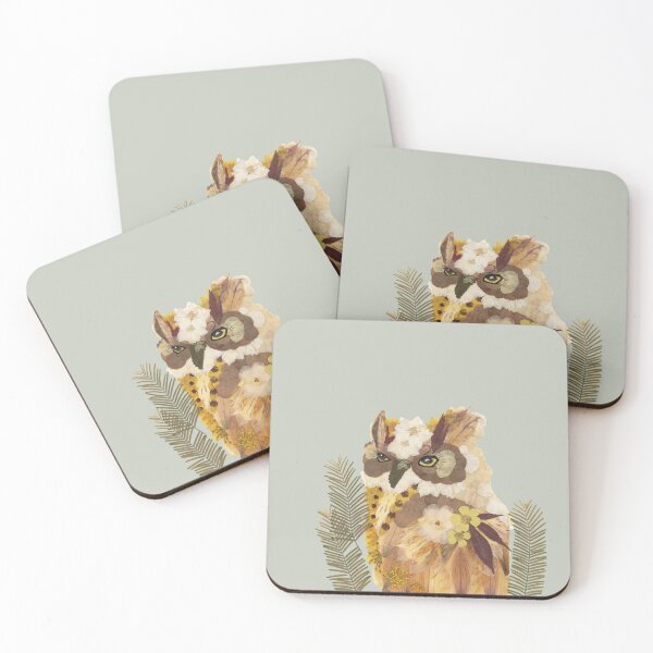 Item preview, Owl - Pressed Flower Art designed and sold by suebarell.
