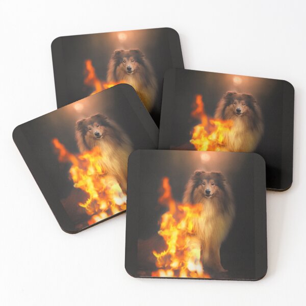 Item preview, Rough Collie dog, fire, photo, dog photography  designed and sold by MrGreenDragon.