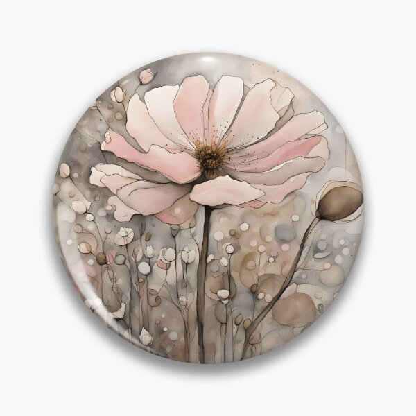 Item preview, Flower Watercolor Abstract Beige Grey Pink designed and sold by ShaViArt.