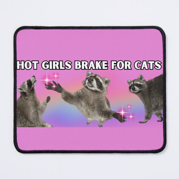 Item preview, Hot Girls Brake For Cats (Raccoons) designed and sold by GraceeDrake.