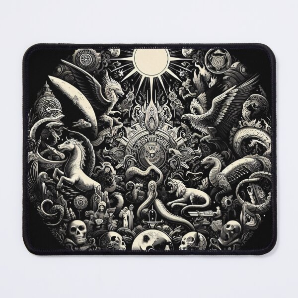 Item preview, Mystical Harmony,a highly detailed black and white illustration  designed and sold by aminz4.