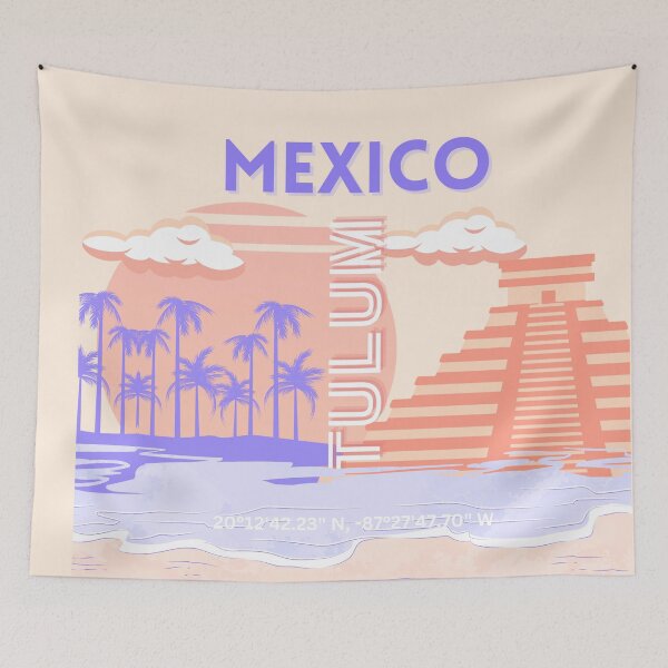 Item preview, Tulum, Travel Art, Retro Art designed and sold by Magic Love Art Print.