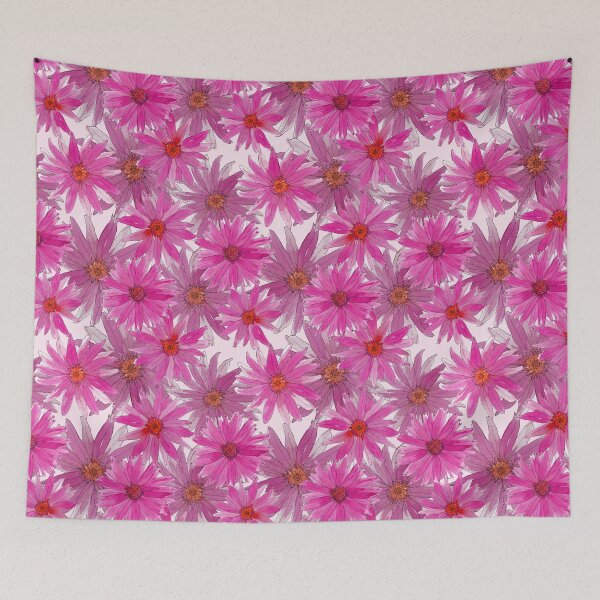 Item preview, Gerbera Field - Large pink tossed watercolor flowers designed and sold by Rebecca Hunter.