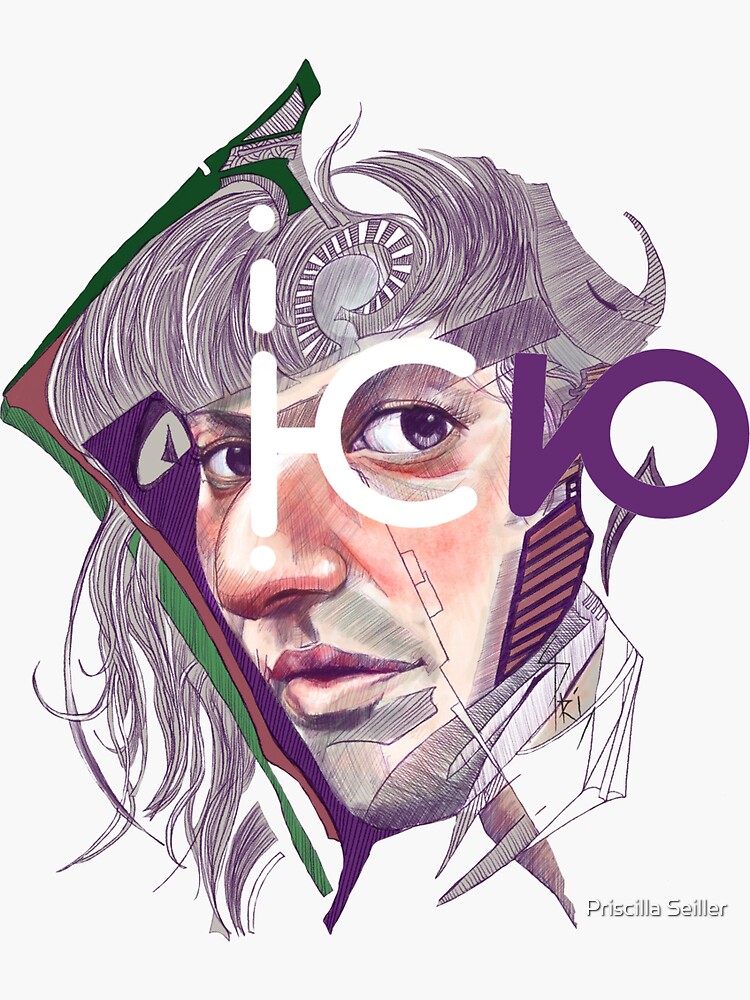 Aperçu 3 sur 3. Sticker avec l'œuvre Portrait contemporain digital créée et vendue par Aldarane.