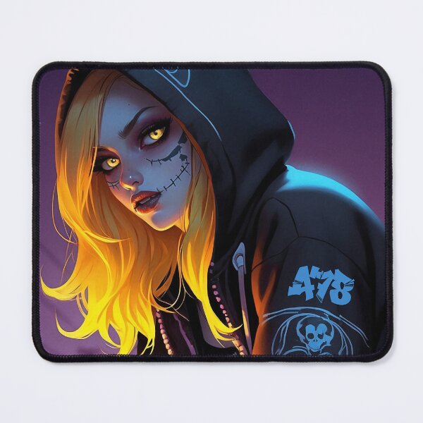 Item preview, Sugar Skull Girl with Black Hoodie and Blonde Glowing Hair designed and sold by A78-Designs.