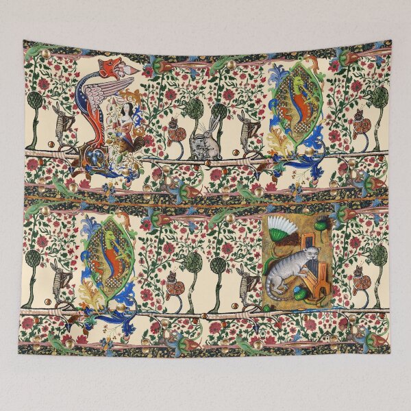 Item preview, WEIRD MEDIEVAL BESTIARY MAKING MUSIC Flutist Dragon,Organist Cat and Hares ,Collage by Bulgan Lumini designed and sold by BulganLumini.