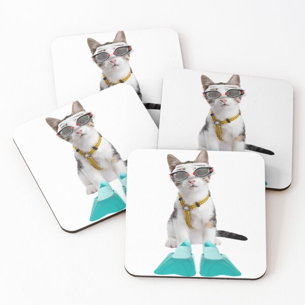 Item preview, Cat Kitten Swimmer Wearing Swim Goggles and Swim Flippers  designed and sold by julyperson.