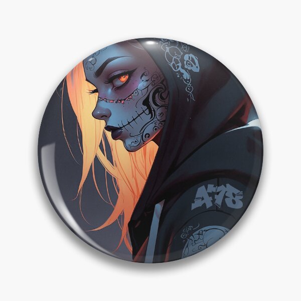 Item preview, Sugar Skull Girl with Black Hoodie and Orange Glowing Hair designed and sold by A78-Designs.