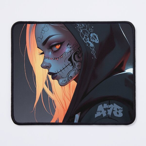 Item preview, Sugar Skull Girl with Black Hoodie and Orange Glowing Hair designed and sold by A78-Designs.