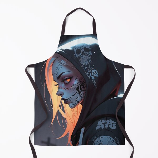 Item preview, Sugar Skull Girl with Black Hoodie and Orange Glowing Hair designed and sold by A78-Designs.