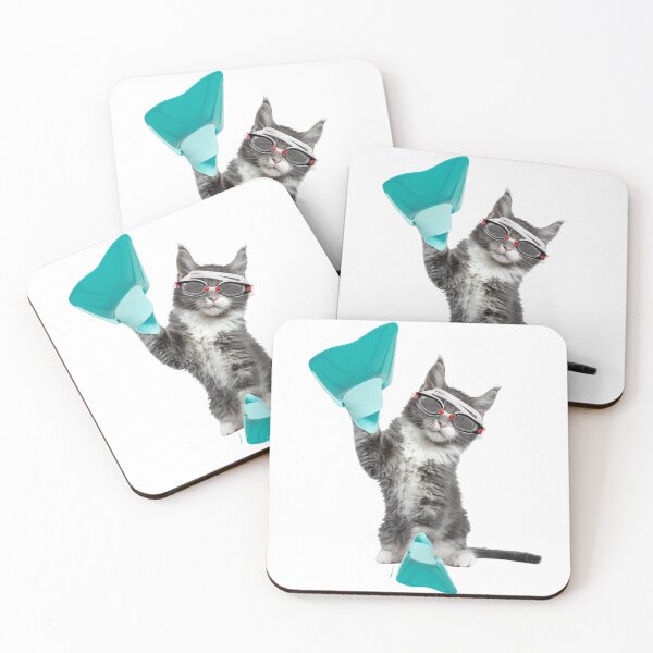 Item preview, Cat Kitten Swimmer Wearing Swim Goggles and Swim Flippers  designed and sold by julyperson.