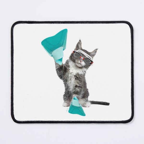Item preview, Cat Kitten Swimmer Wearing Swim Goggles and Swim Flippers designed and sold by julyperson.